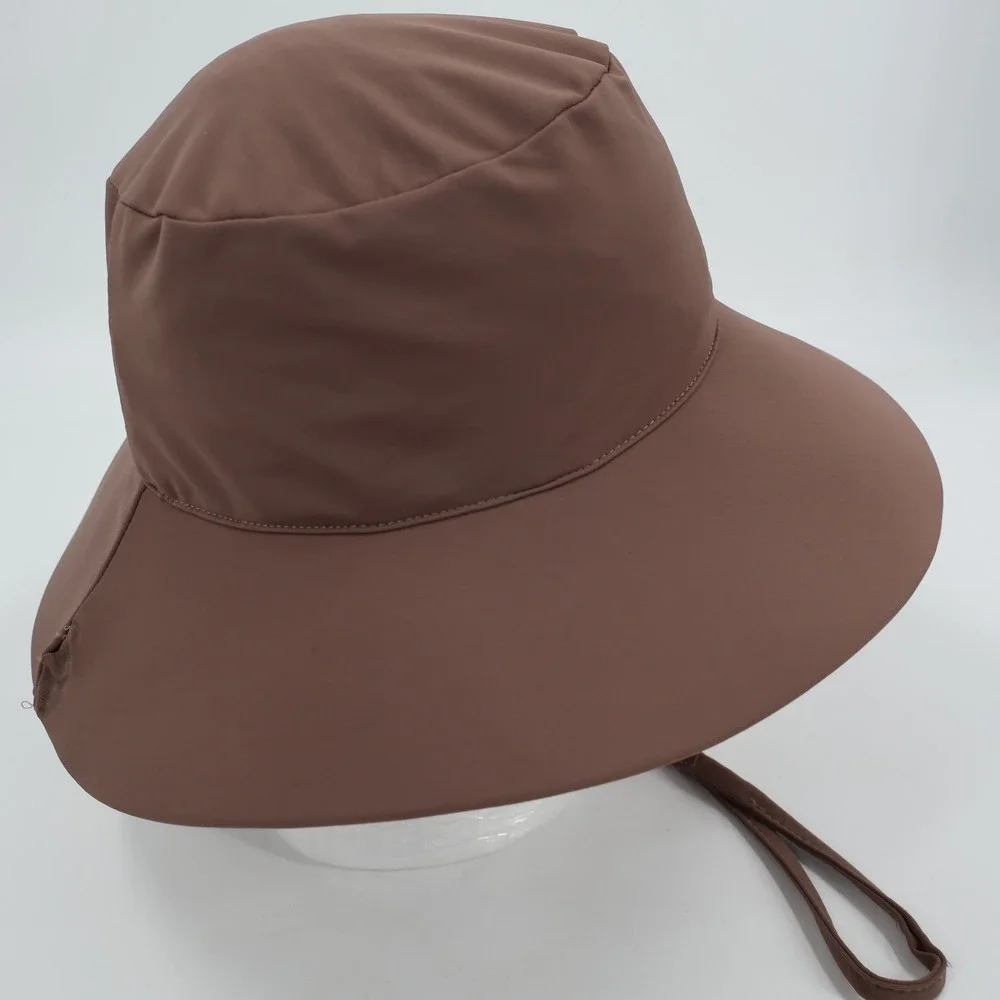 Wallaroo Hat Company Aqua Hat Womens OS Brown Lycra Wide Brim Sun Hat Chin Strap